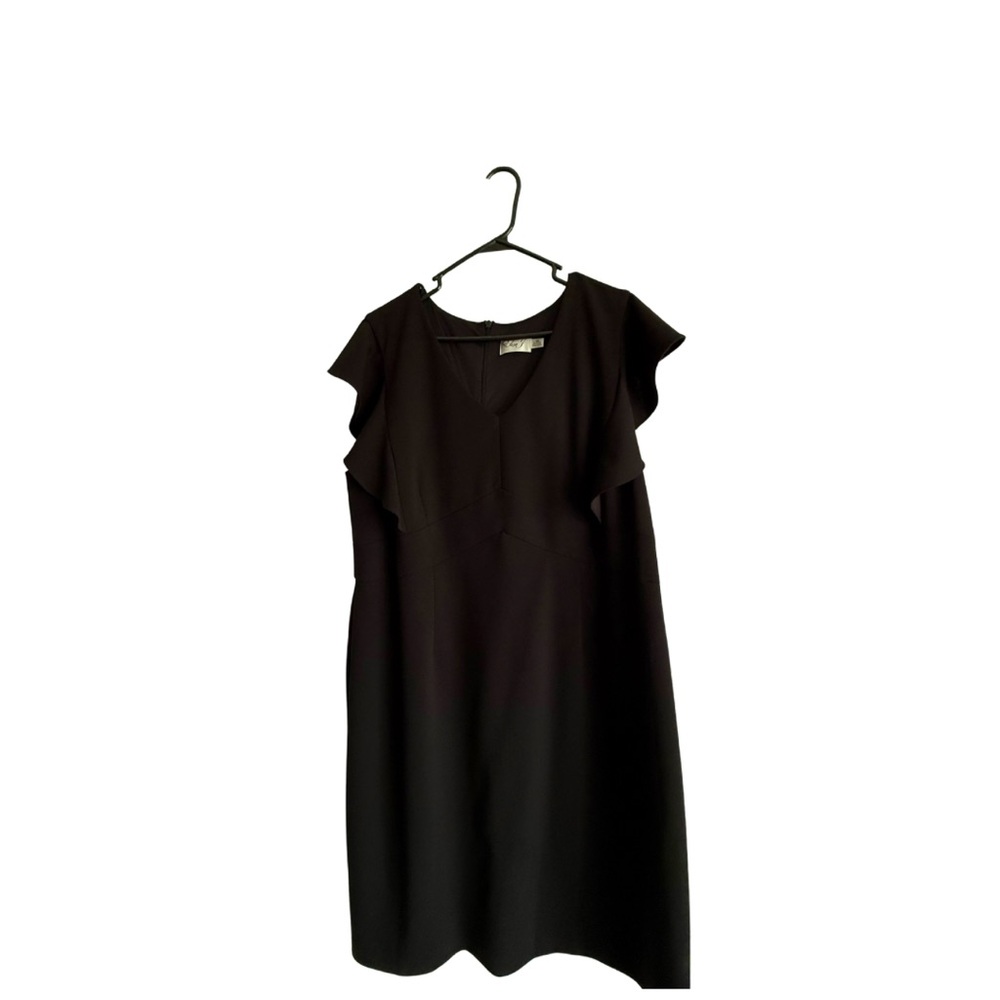 Eliza J Black Midi Dress with Ruffle Sleeves